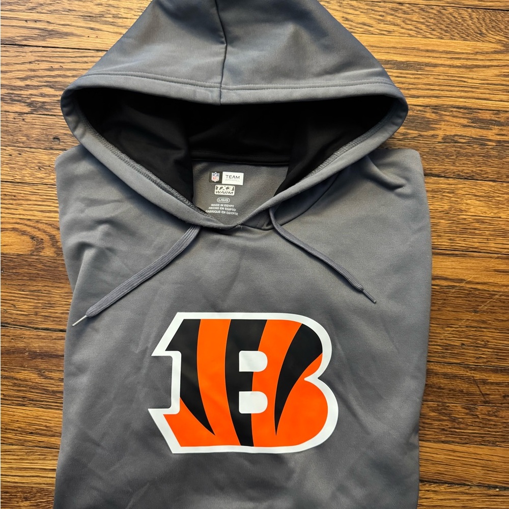 #529 CINCINNATI BENGALS NFL (TX-3 WARM) Gray  Hoodie with BENGALS LOGO on front - Picture 12 of 12